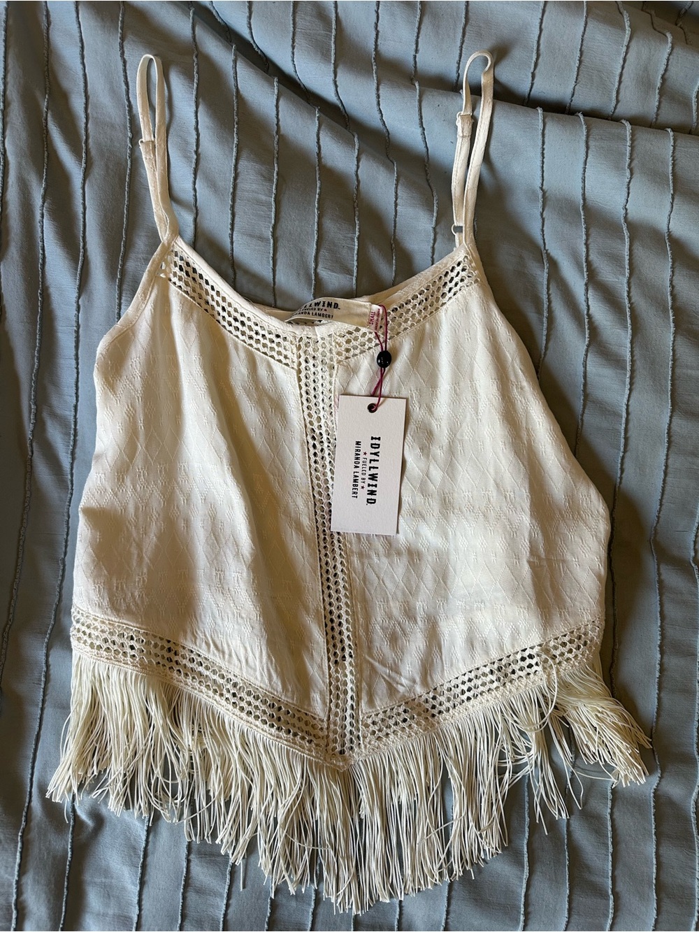 Idyllwind Cream Fringe Lace-Trim Camisole